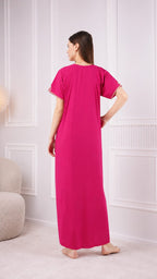Creme Floral Embroidered  Nightgown