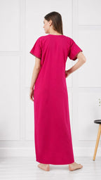 V-shaped Embroidery Night Gown