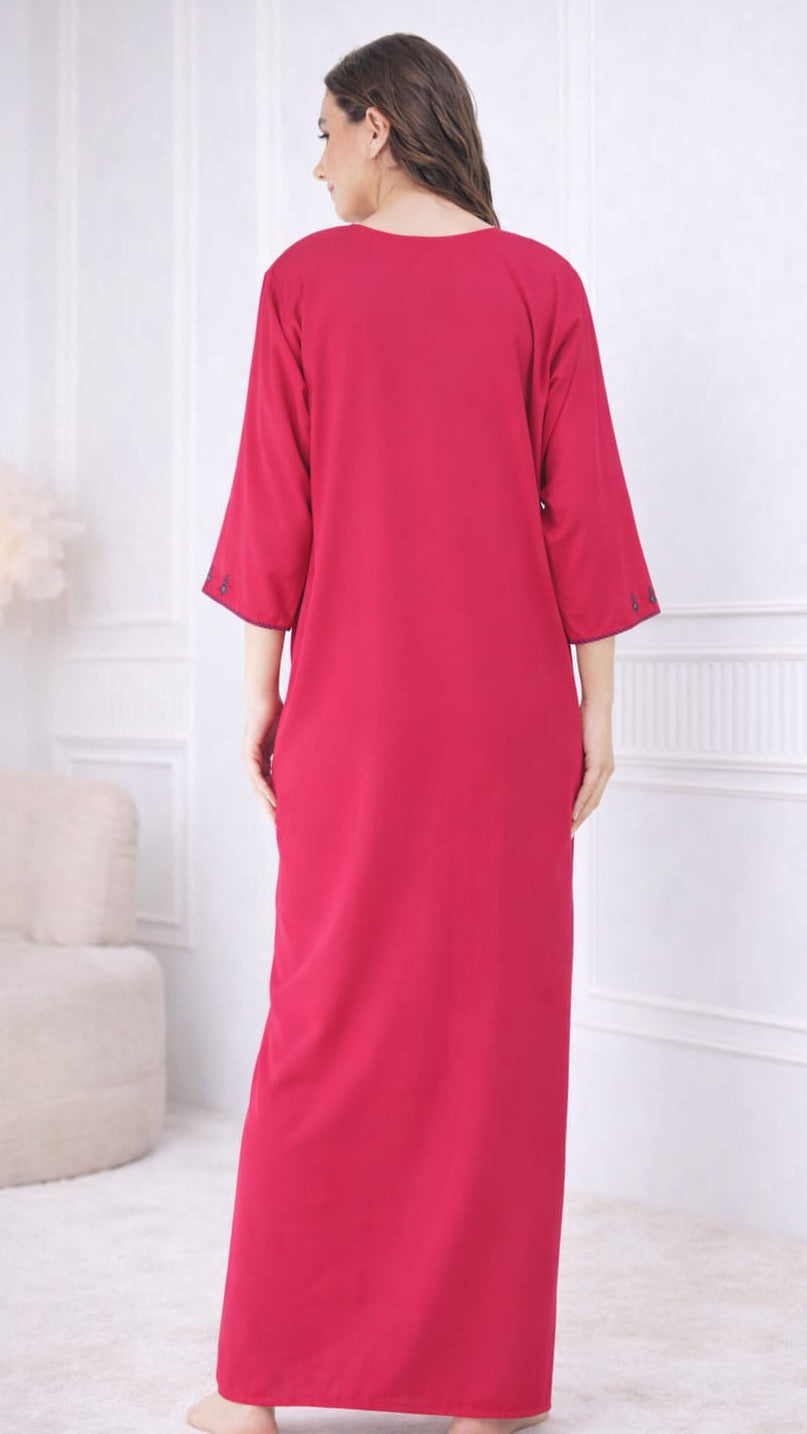 Resham Embroidery Full Sleeve Night Gown