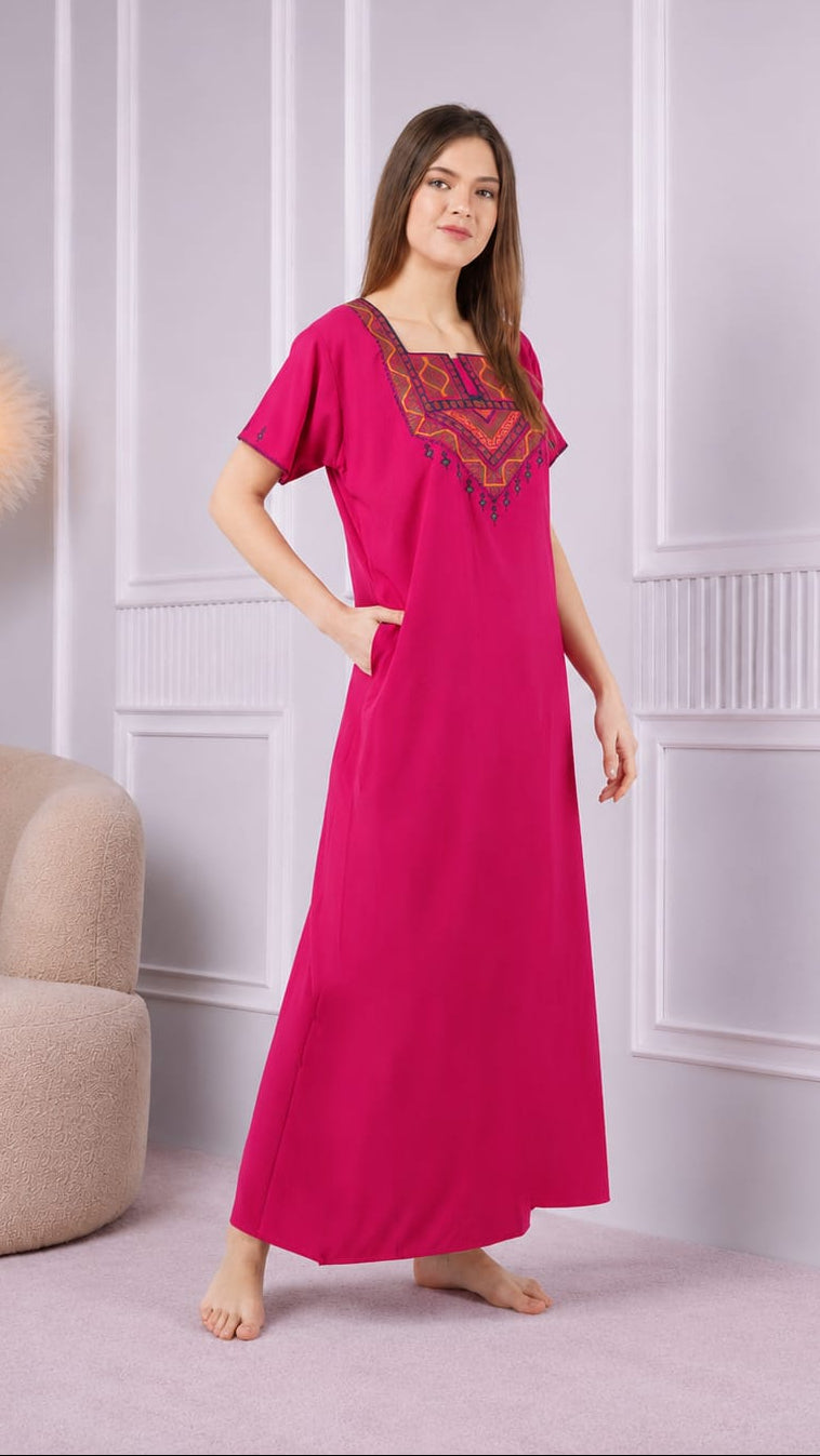 Resham Embroidery Night Gown
