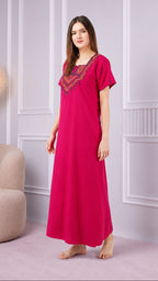 Resham Embroidery Night Gown