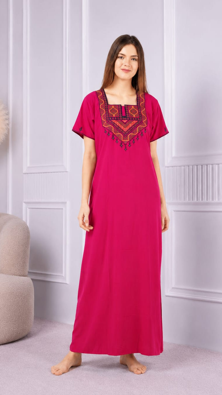 Resham Embroidery Night Gown