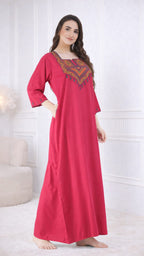 Resham Embroidery Full Sleeve Night Gown