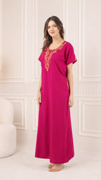 Cream Embroidery Night Gown
