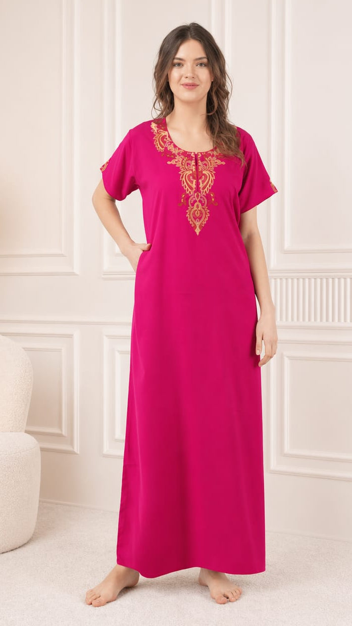 Cream Embroidery Night Gown