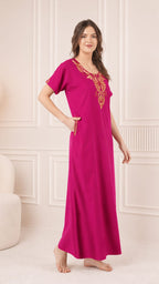 Cream Embroidery Night Gown