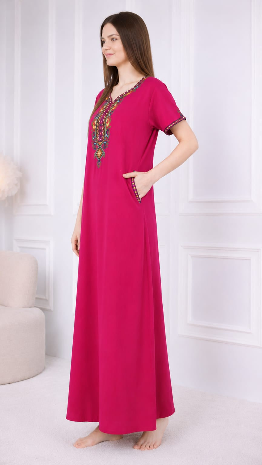 Crosswork Embroidered  Nightgown