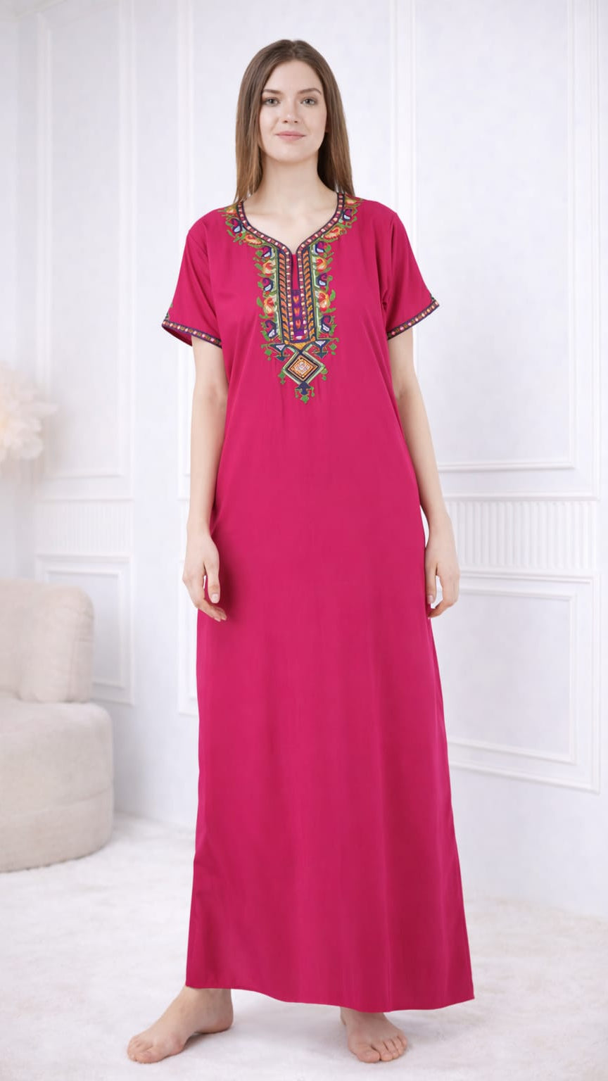 Crosswork Embroidered  Nightgown