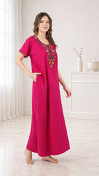Multifloral Embroidery Night Gown