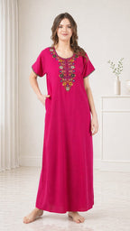 Multifloral Embroidery Night Gown