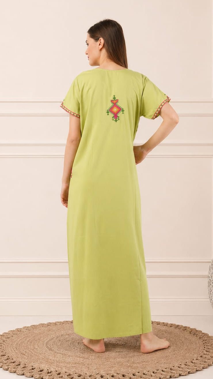 Crosswork Embroidered  Nightgown