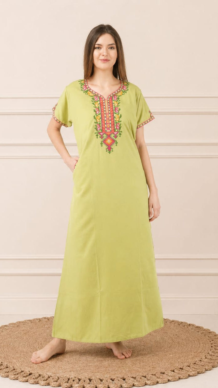 Crosswork Embroidered  Nightgown