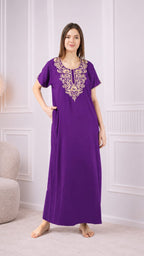 Creme Floral Embroidered  Nightgown
