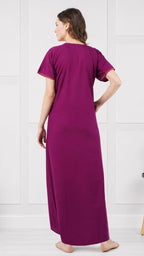 V-shaped Embroidery Night Gown