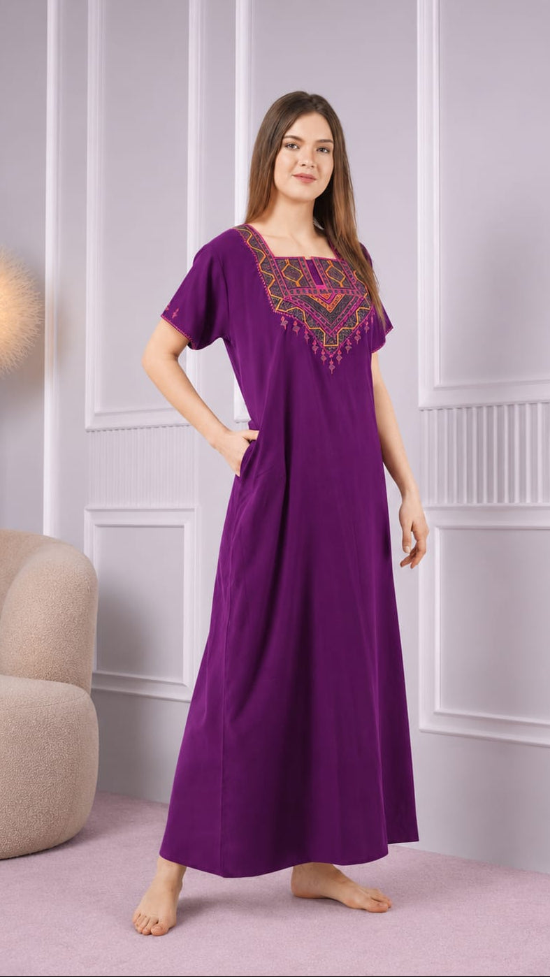 Resham Embroidery Night Gown