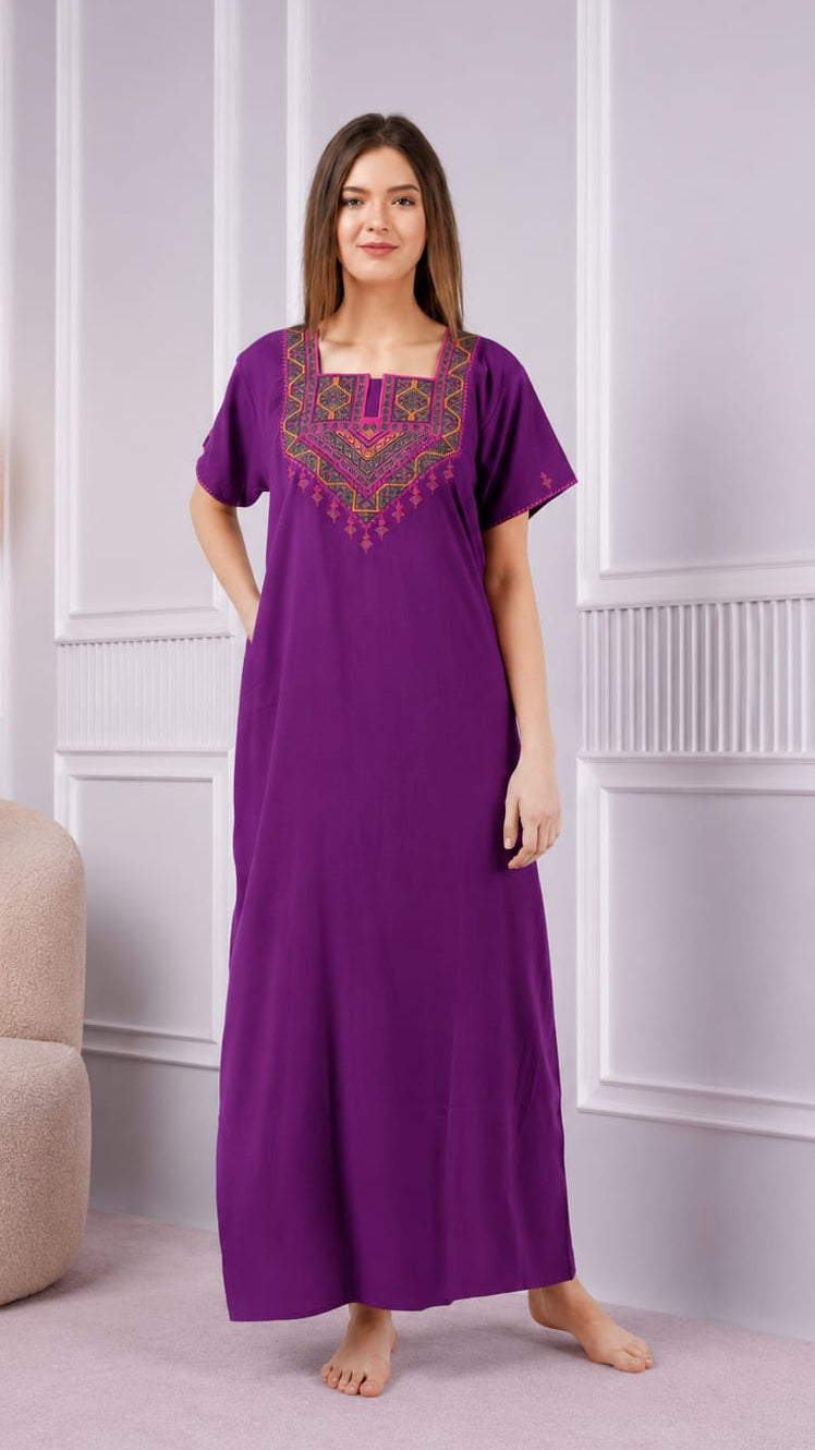 Resham Embroidery Night Gown