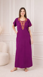 Cream Embroidery Night Gown
