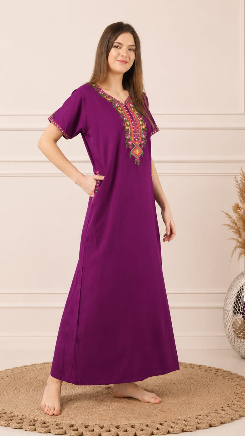 Crosswork Embroidered  Nightgown