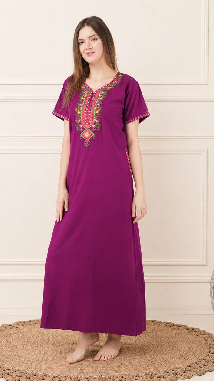 Crosswork Embroidered  Nightgown