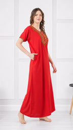 V-shaped Embroidery Night Gown