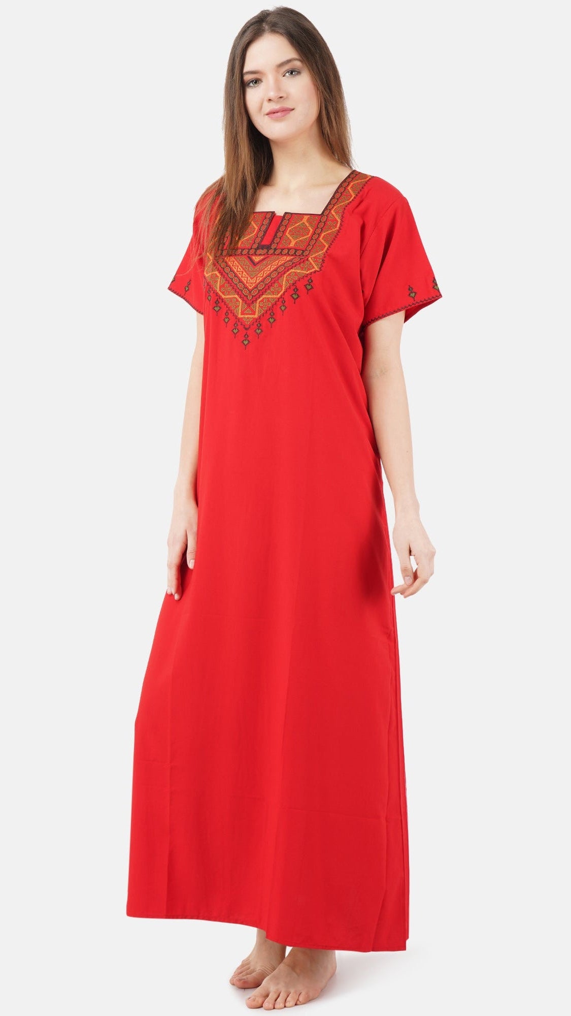 Resham Embroidery Night Gown