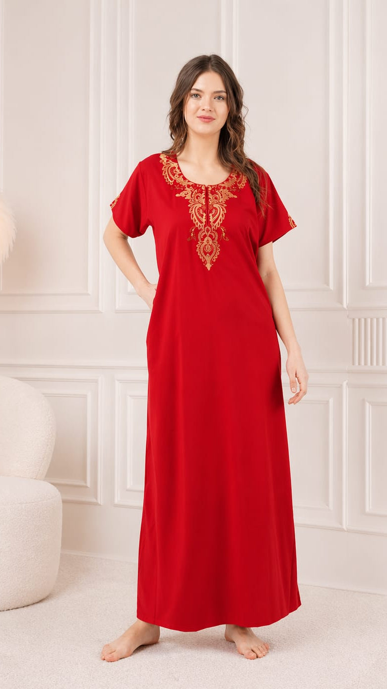 Cream Embroidery Night Gown