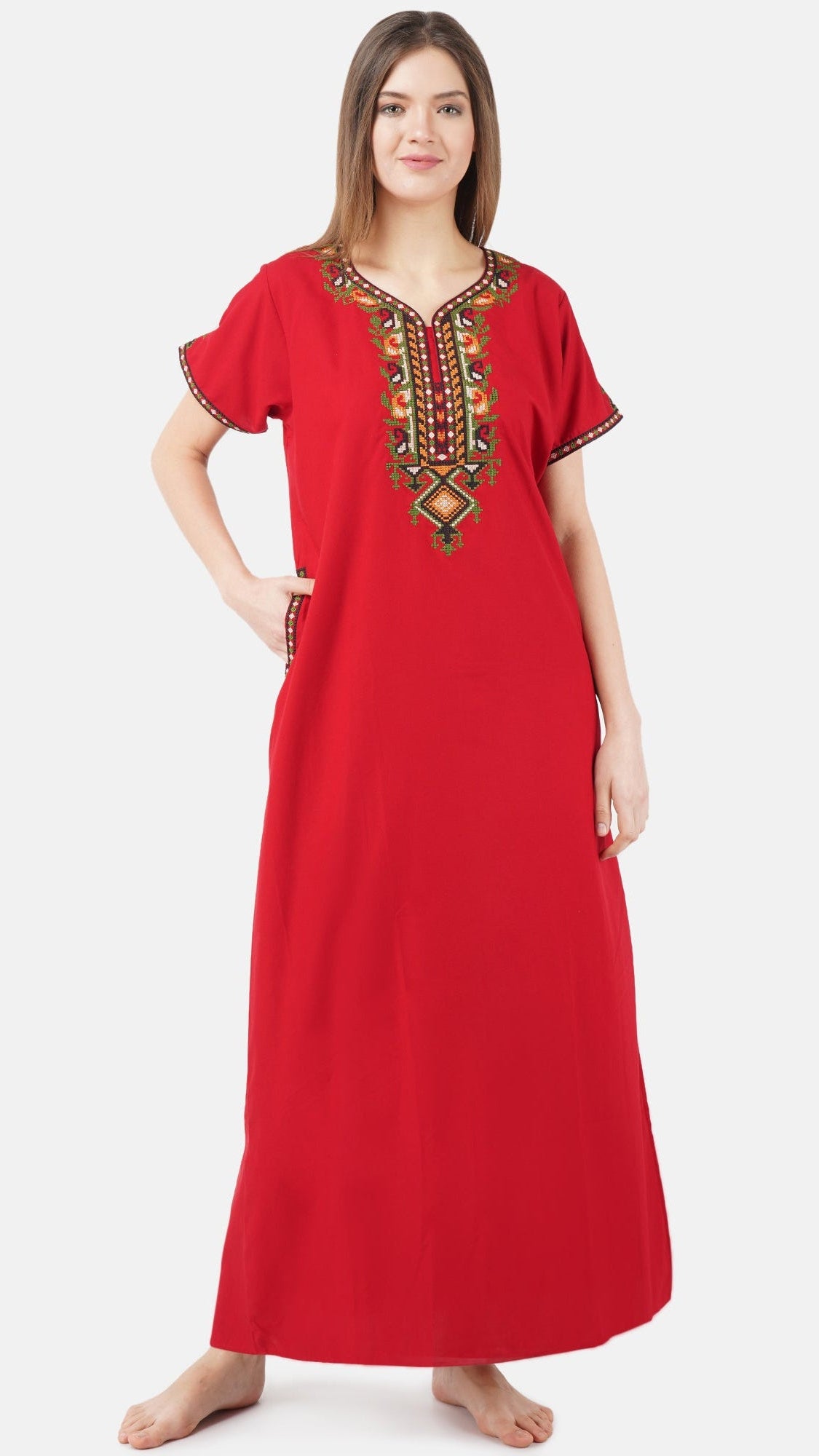 Crosswork Embroidered  Nightgown