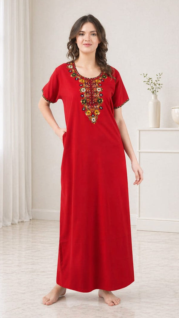 Multifloral Embroidery Night Gown