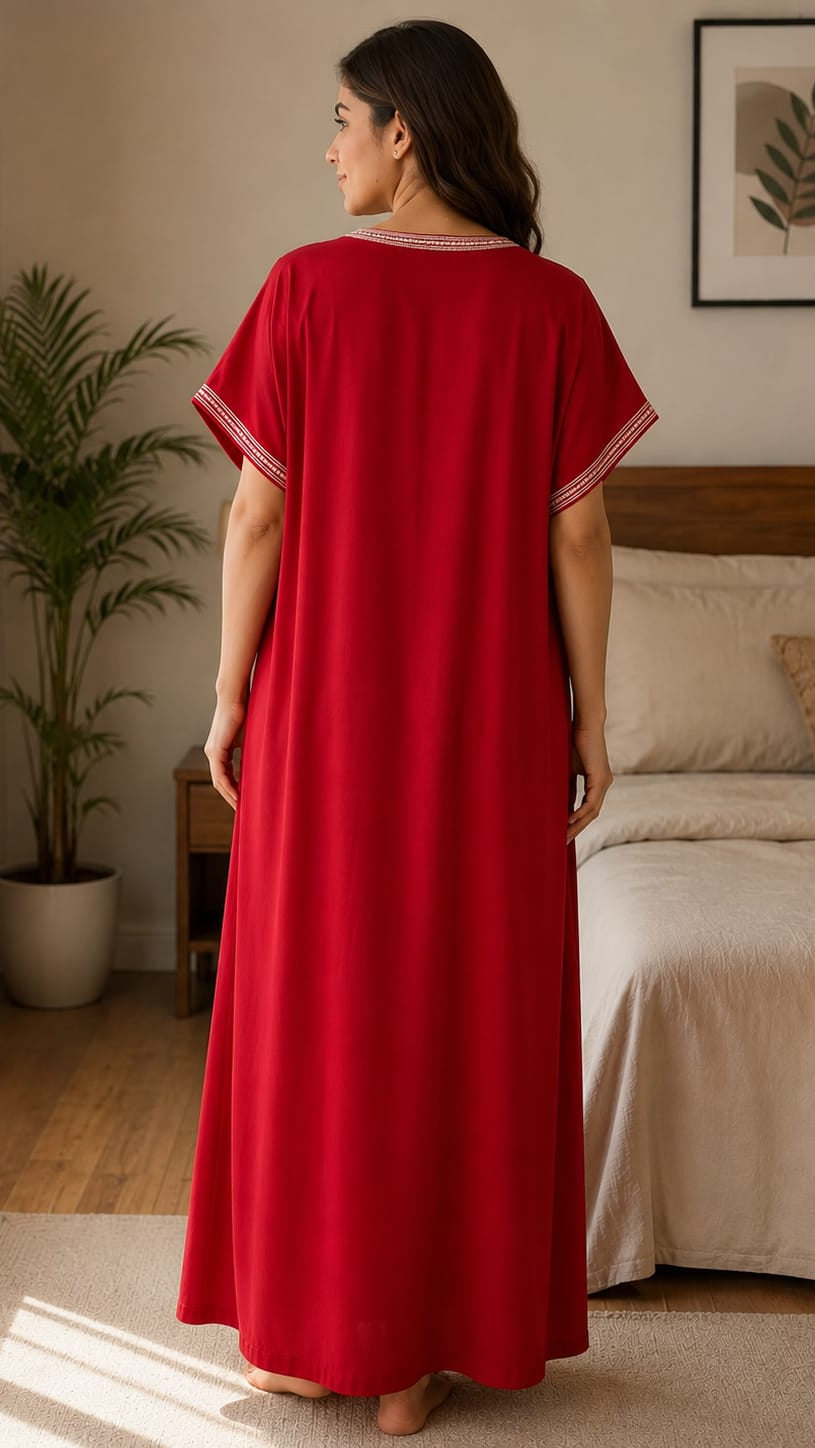 Maroon Elegance Embriodered Nightgown Secondary image