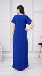 V-shaped Embroidery Night Gown