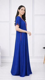 V-shaped Embroidery Night Gown