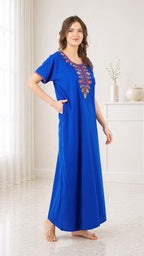 Multifloral Embroidery Night Gown