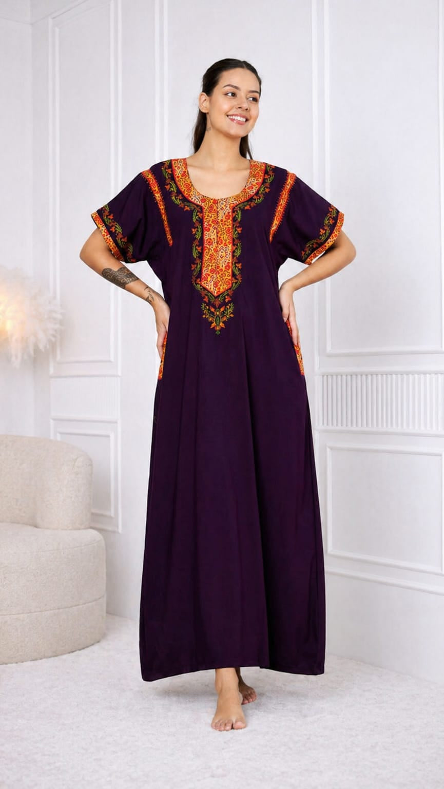 KOI SLEEPWEAR BHOPALI EMBROIDERED GOWN
