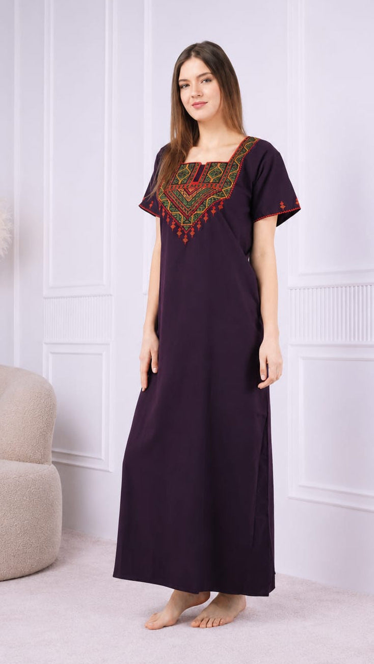 Resham Embroidery Night Gown