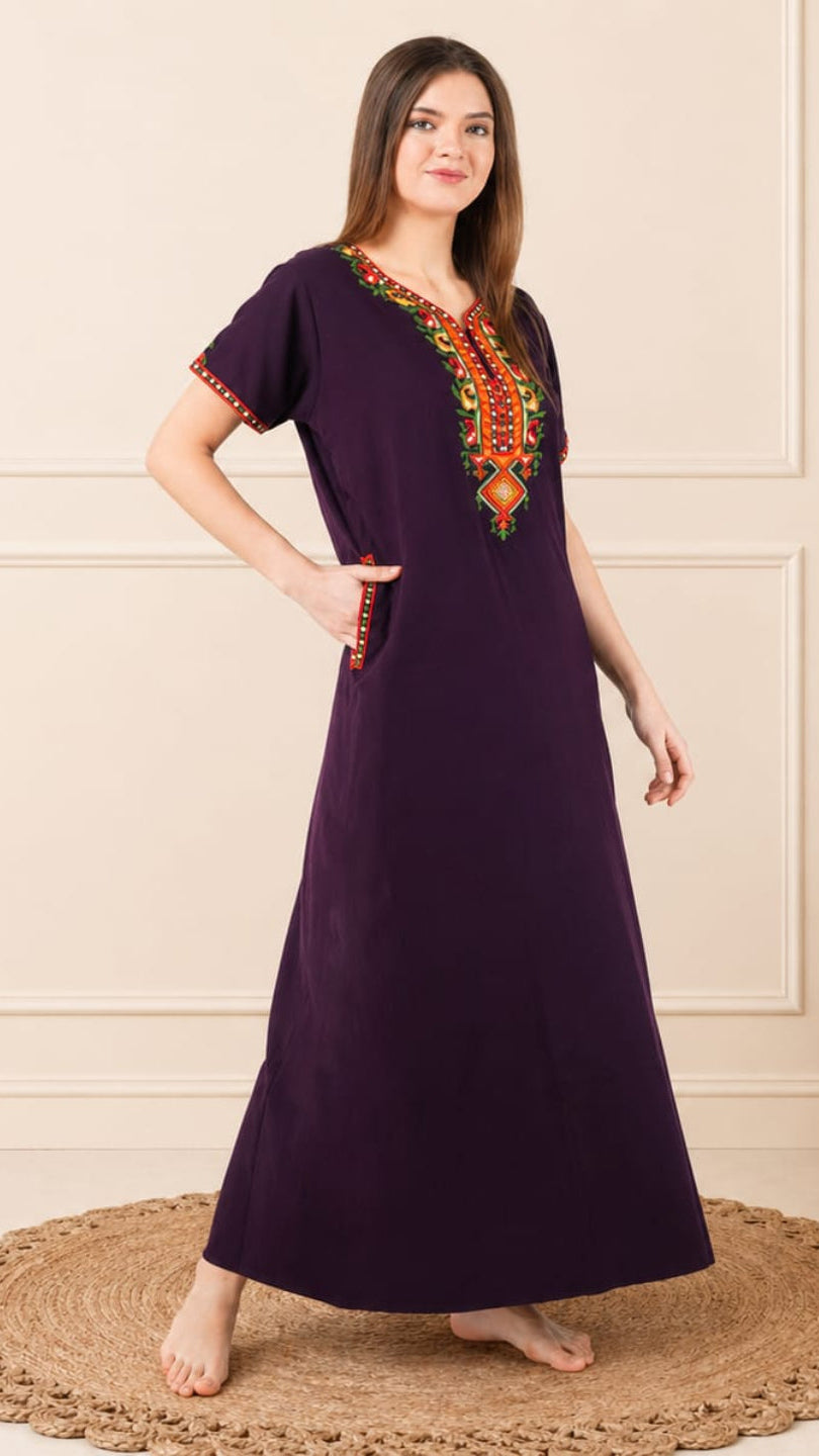 Crosswork Embroidered  Nightgown