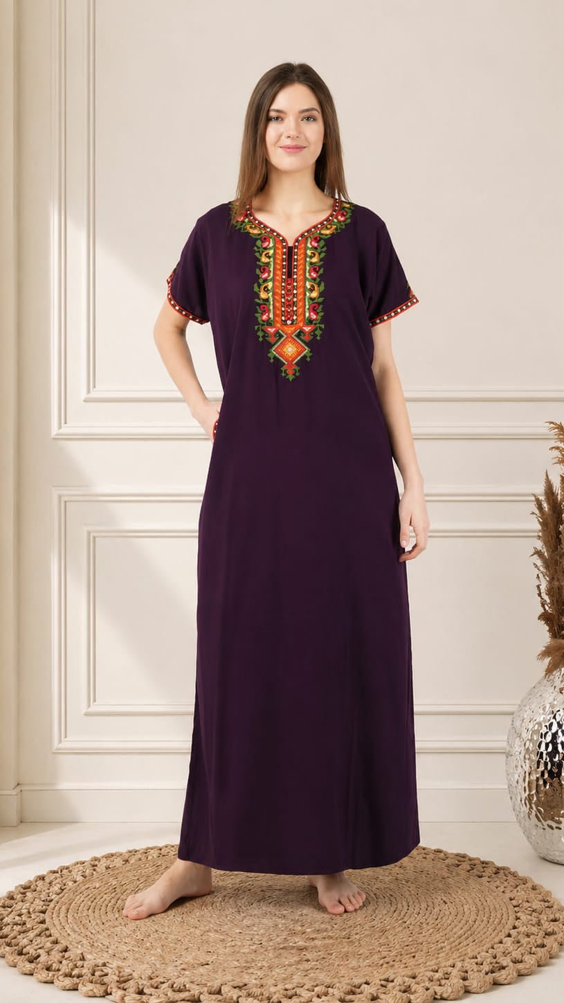 Crosswork Embroidered  Nightgown