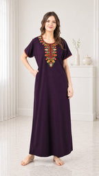 Multifloral Embroidery Night Gown