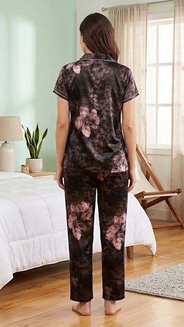 Itanlian Satin flower print Nightsuit