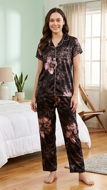 Itanlian Satin flower print Nightsuit