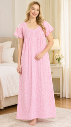Blossom Cotton Maxi Nighty for Women
