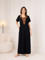 Cotton Resham Embroidered  BLACK
