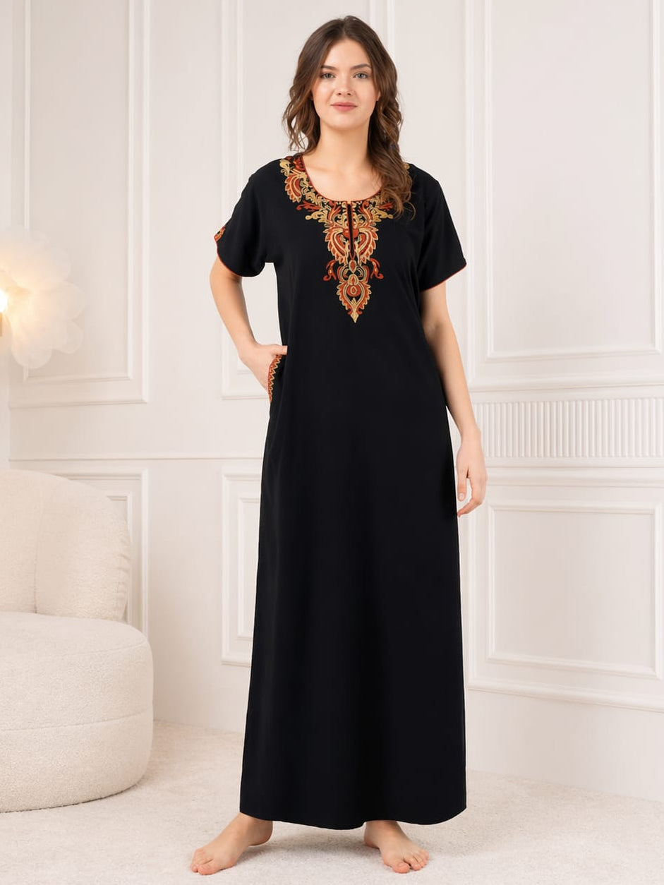 Cream Embroidery Night Gown Main image