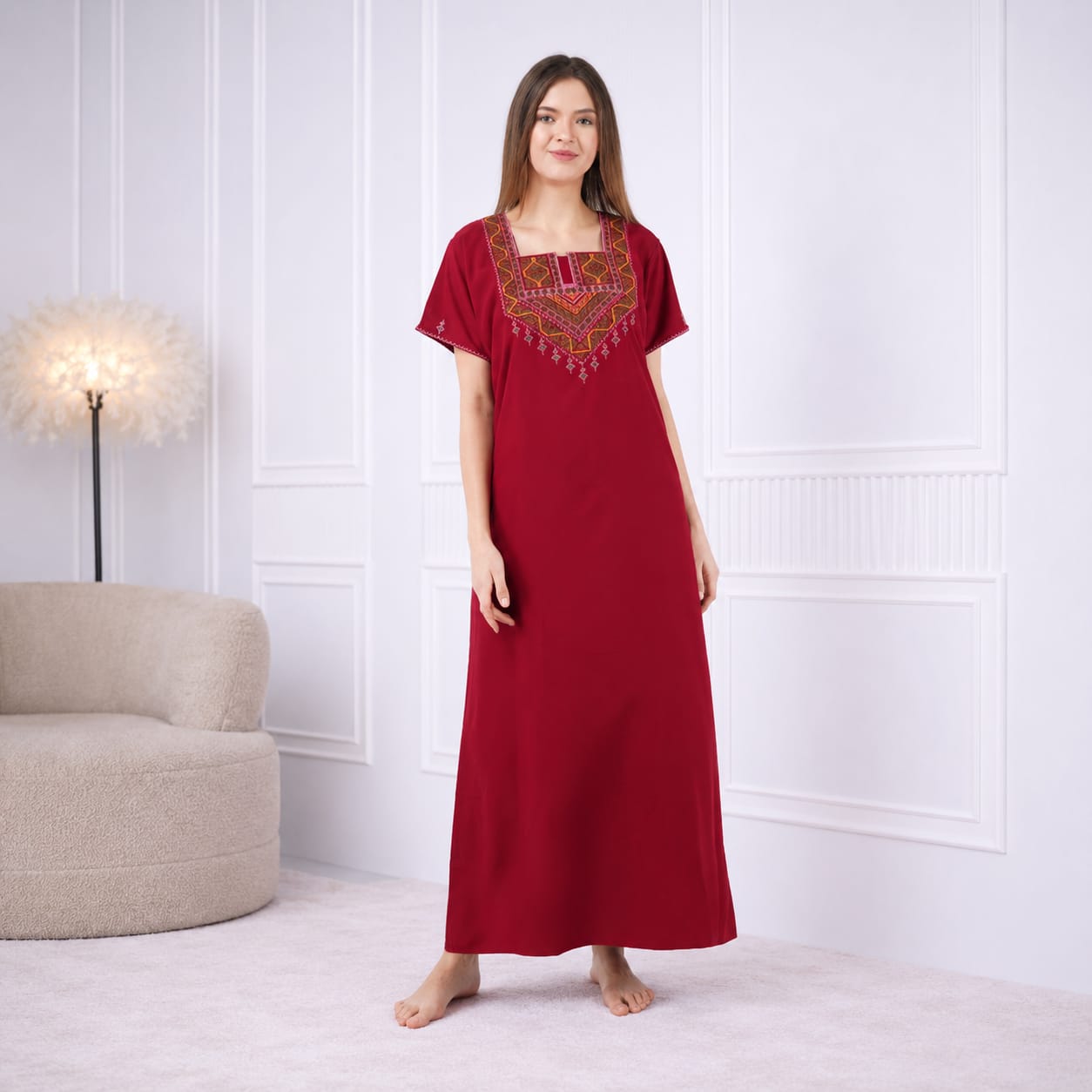 Resham Embroidery Night Gown Main image