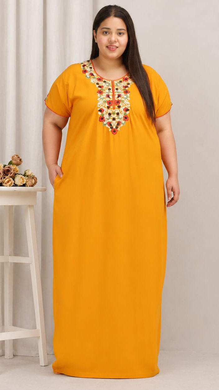 Flowerline Contrast Embroidered Nightgown Main image
