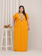 Flowerline Contrast Embroidered Nightgown