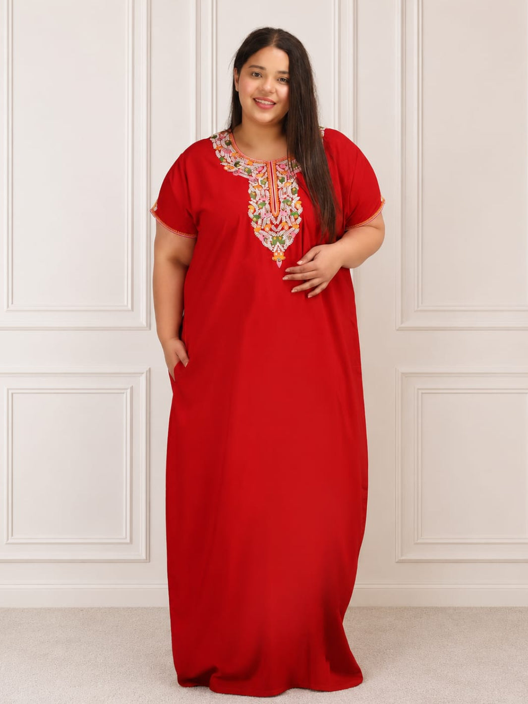 Abhlaline contrast Embroidered Nightgown Main image