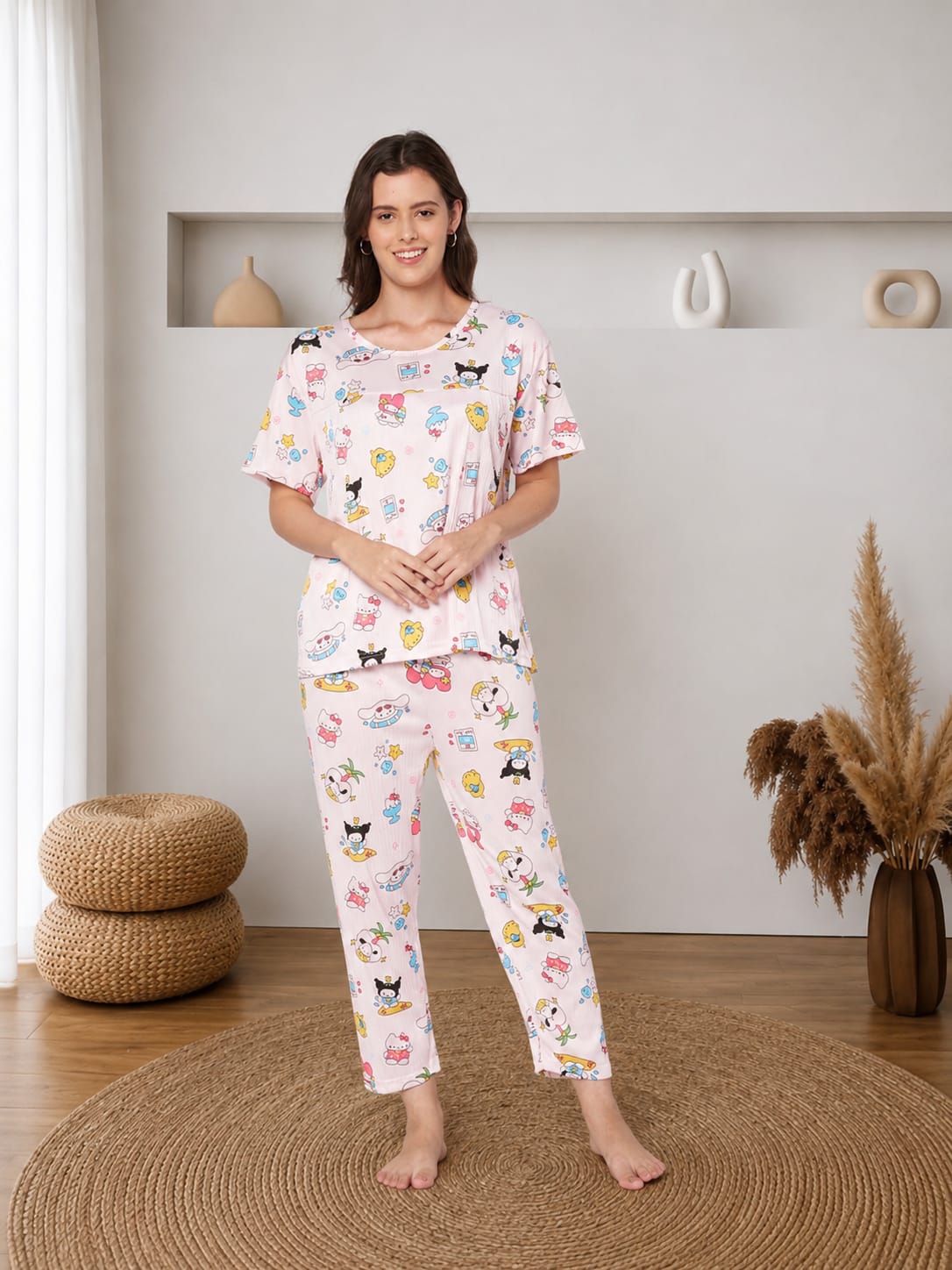 KOI-3D TEXTURE-PINK-FULL-PAJAMASET