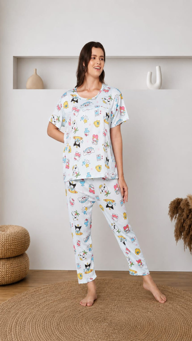 KOI-3D TEXTURE-BLUE-FULL-PAJAMASET Main image