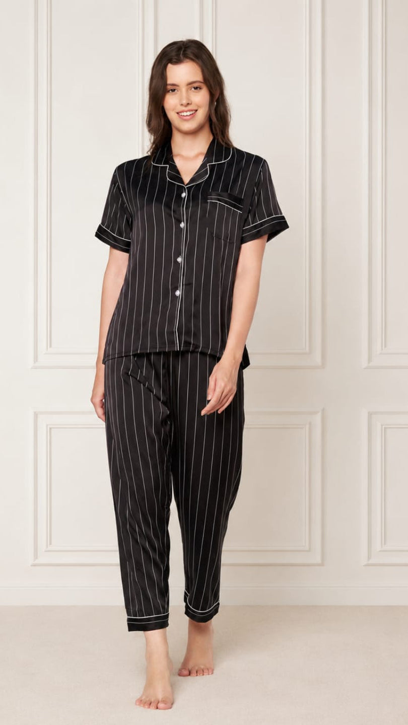 KOI-STRAPPY BLACK-SATIN-PAJAMASET Main image