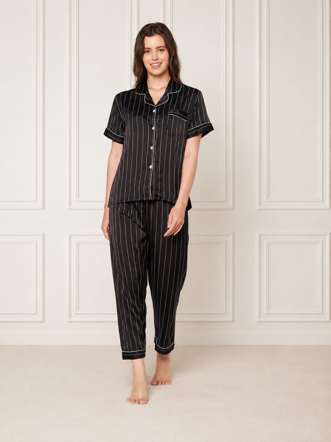 KOI-STRAPPY BLACK-SATIN-PAJAMASET
